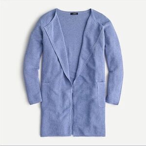J. Crew Juliette Collarless Sweater Long Open Cardigan Linen Heathered Blue D40